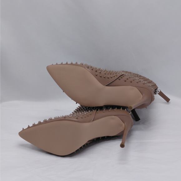 Steve Madden Vapor Studded Stiletto Ankle Boots Women’s 6 Tan Pointed Toe Glam - Picture 10 of 11